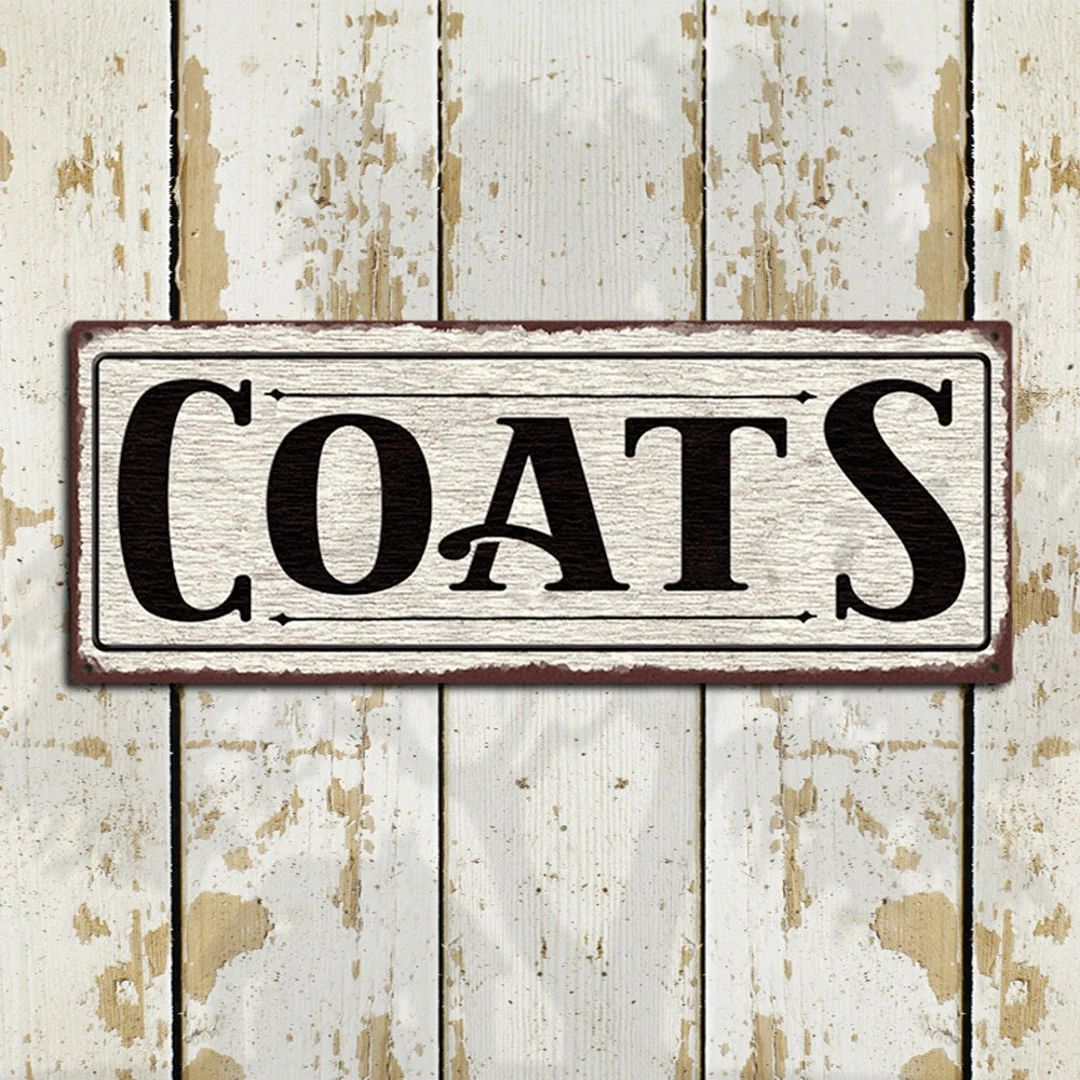 Coats  Coat Room Sign  White Rustic Looking Aluminum Sign  - Etsy | Etsy (US)