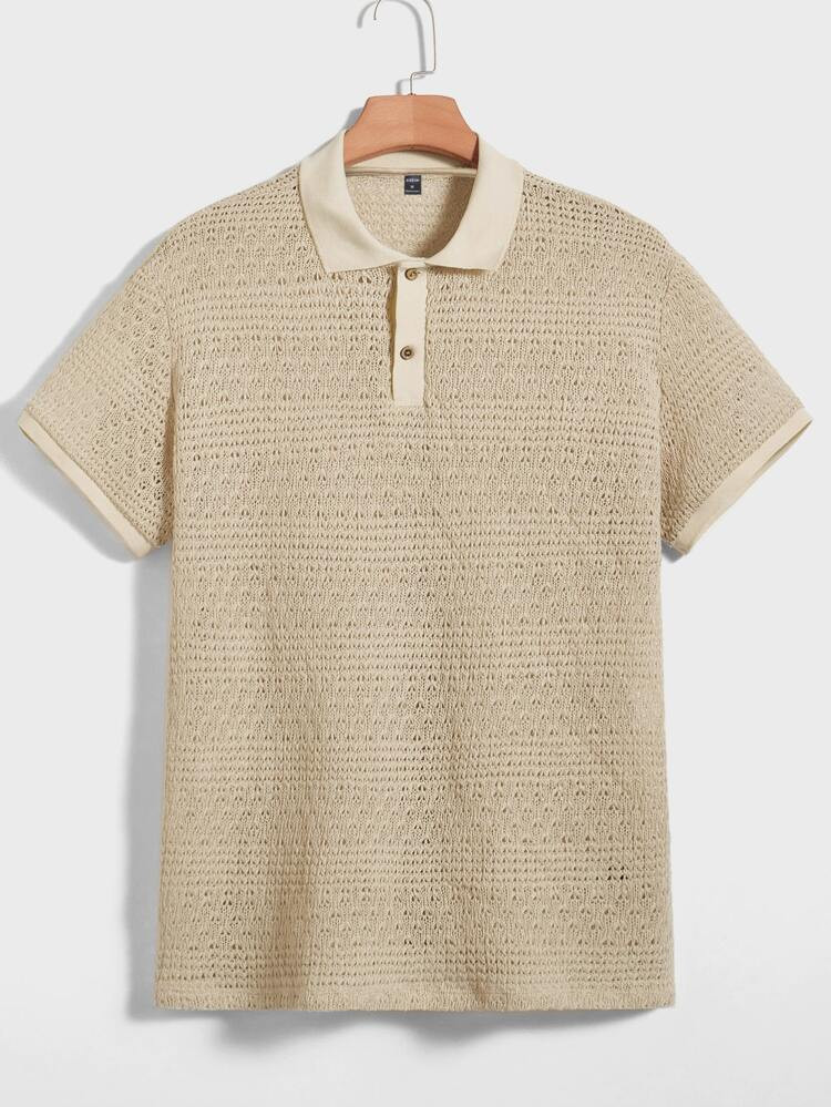 SHEIN Men Hollow Out Polo Shirt | SHEIN