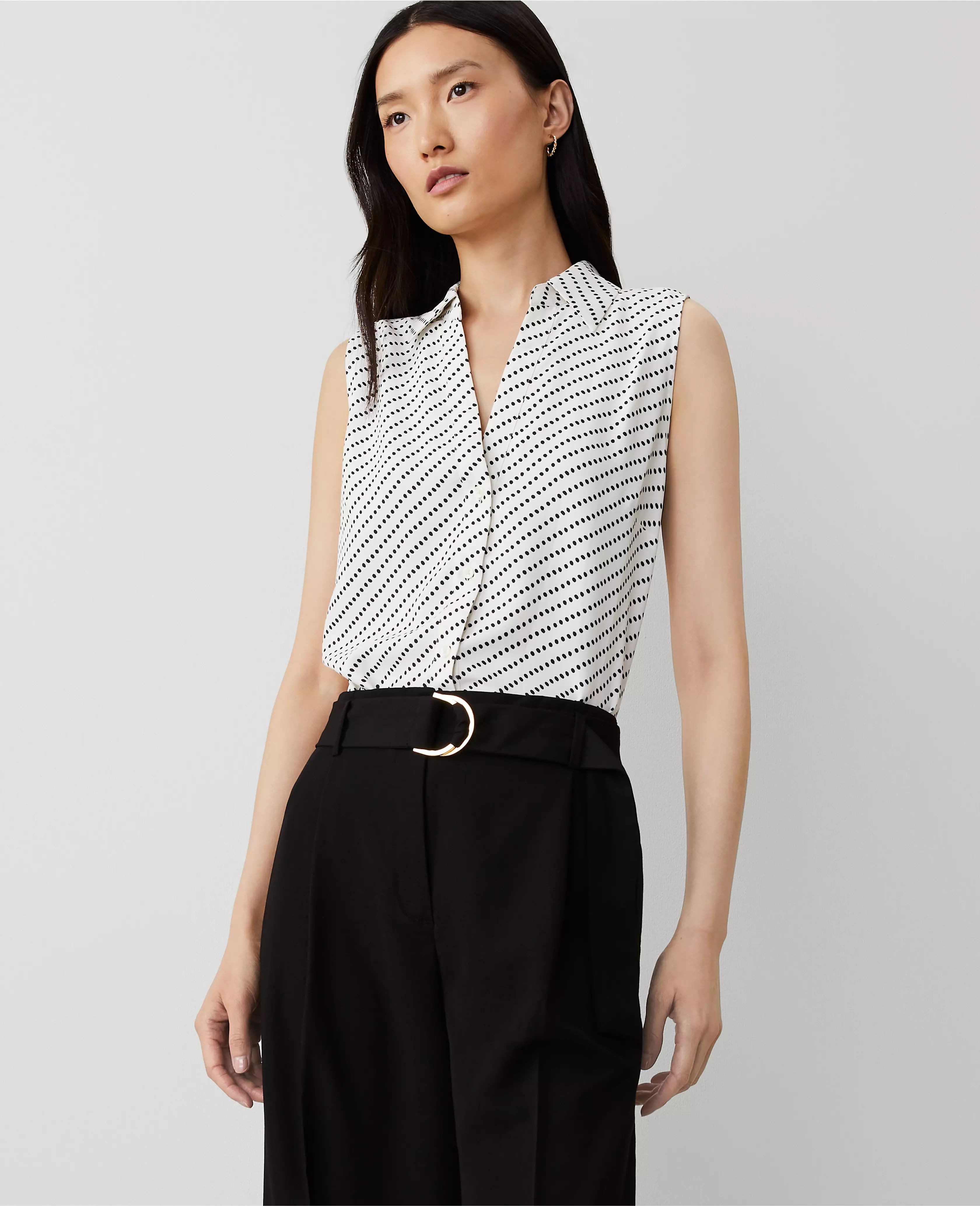 Stripe Sleeveless Essential Shirt | Ann Taylor (US)