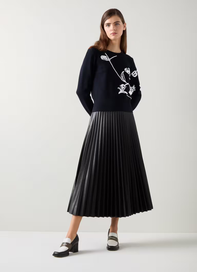 Henrietta Black & Cream Flower LENZING™ ECOVERO™  Detail Jumper | L.K. Bennett (UK)