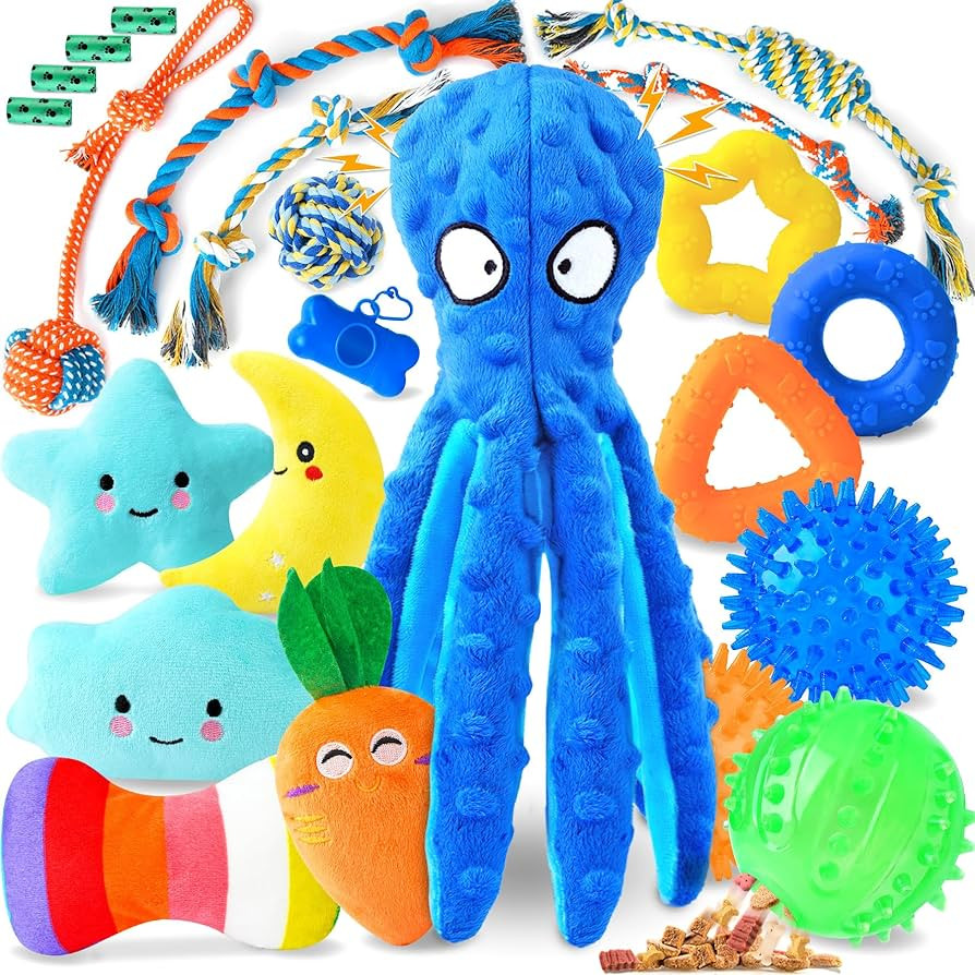 Puppy Toys 23 Pack, Interactive Dog Toys for Puppy Teething, Puppy Chew Toys with Squeaky Plush T... | Amazon (US)