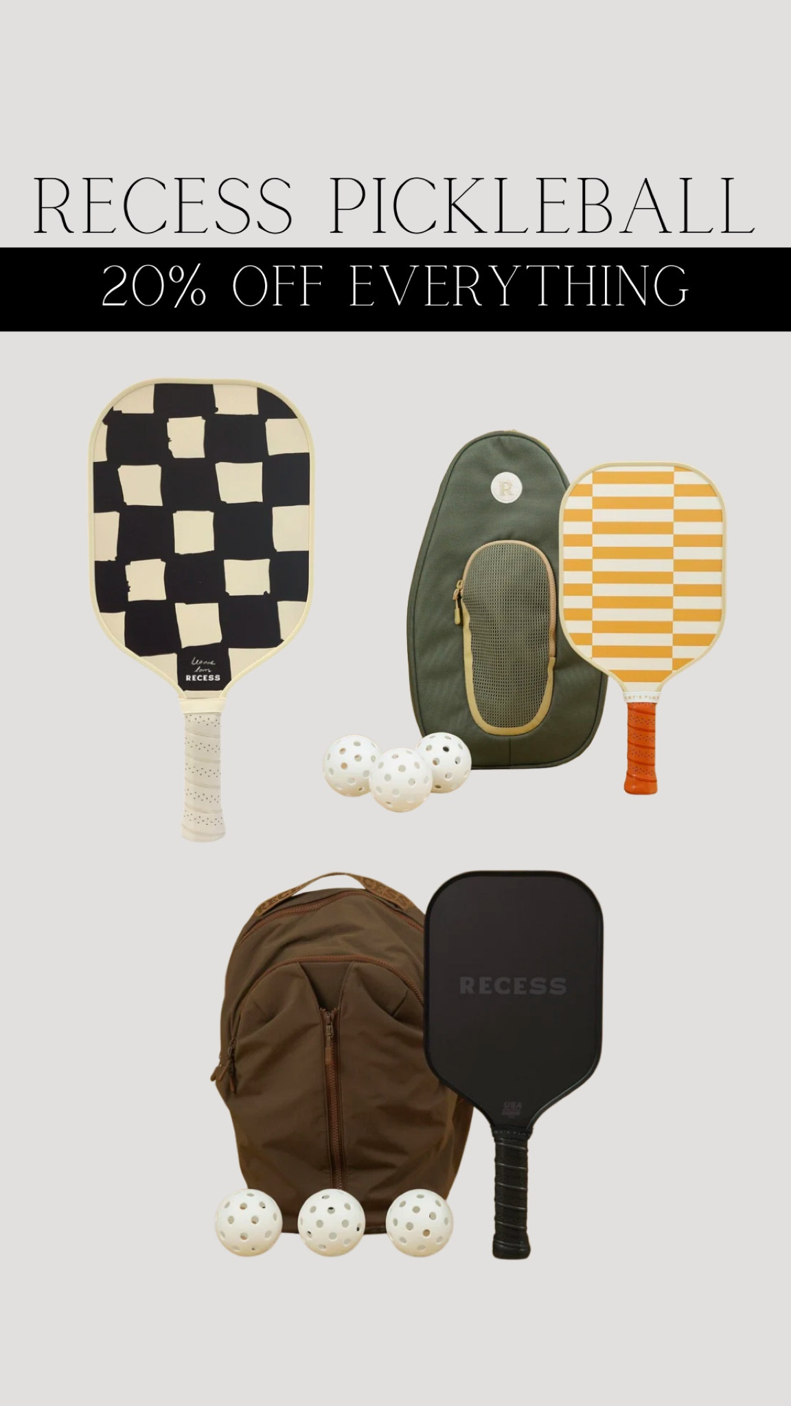 Recess pickleball Black Friday sale!! 20% off everything! 

#LTKGiftGuide #LTKCyberWeek #LTKsalealert