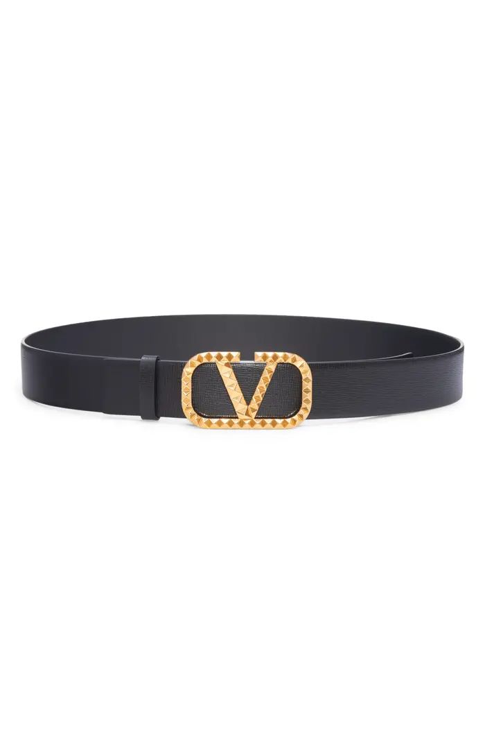 Rockstud VLOGO Buckle Leather Belt | Nordstrom