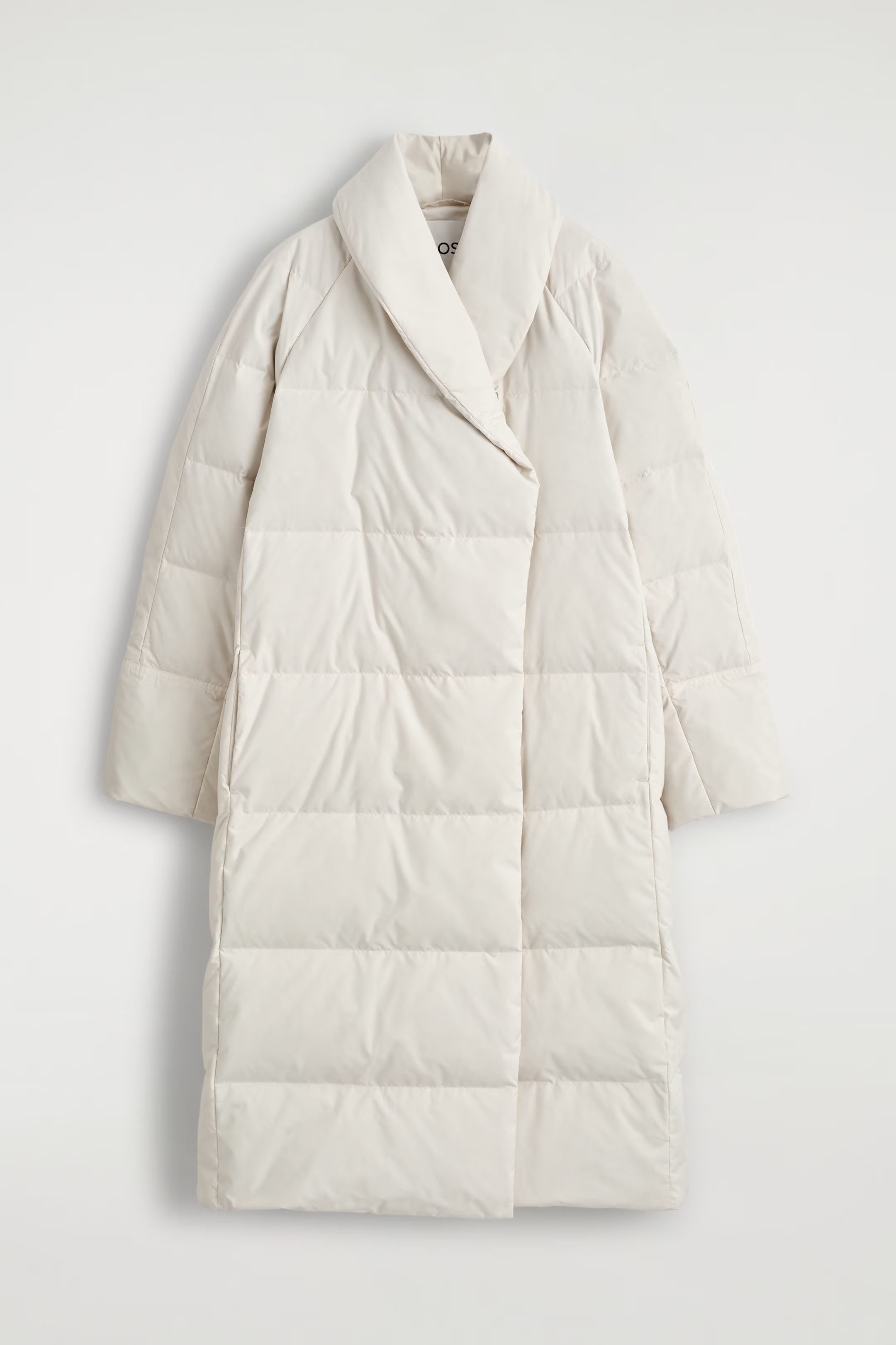 SHAWL-COLLAR QUILTED DOWN LONG COAT - OFF-WHITE | COS GB | COS UK
