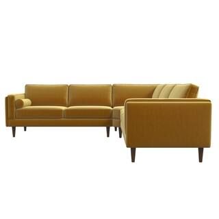 Ashcroft Imports Furniture Co. Franklin 103 in. W Square Arm Velvet Modern living Room Corner Sym... | The Home Depot