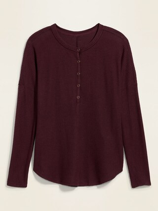 Relaxed Cozy Waffle-Knit Henley Tunic Top for Women | Old Navy (US)