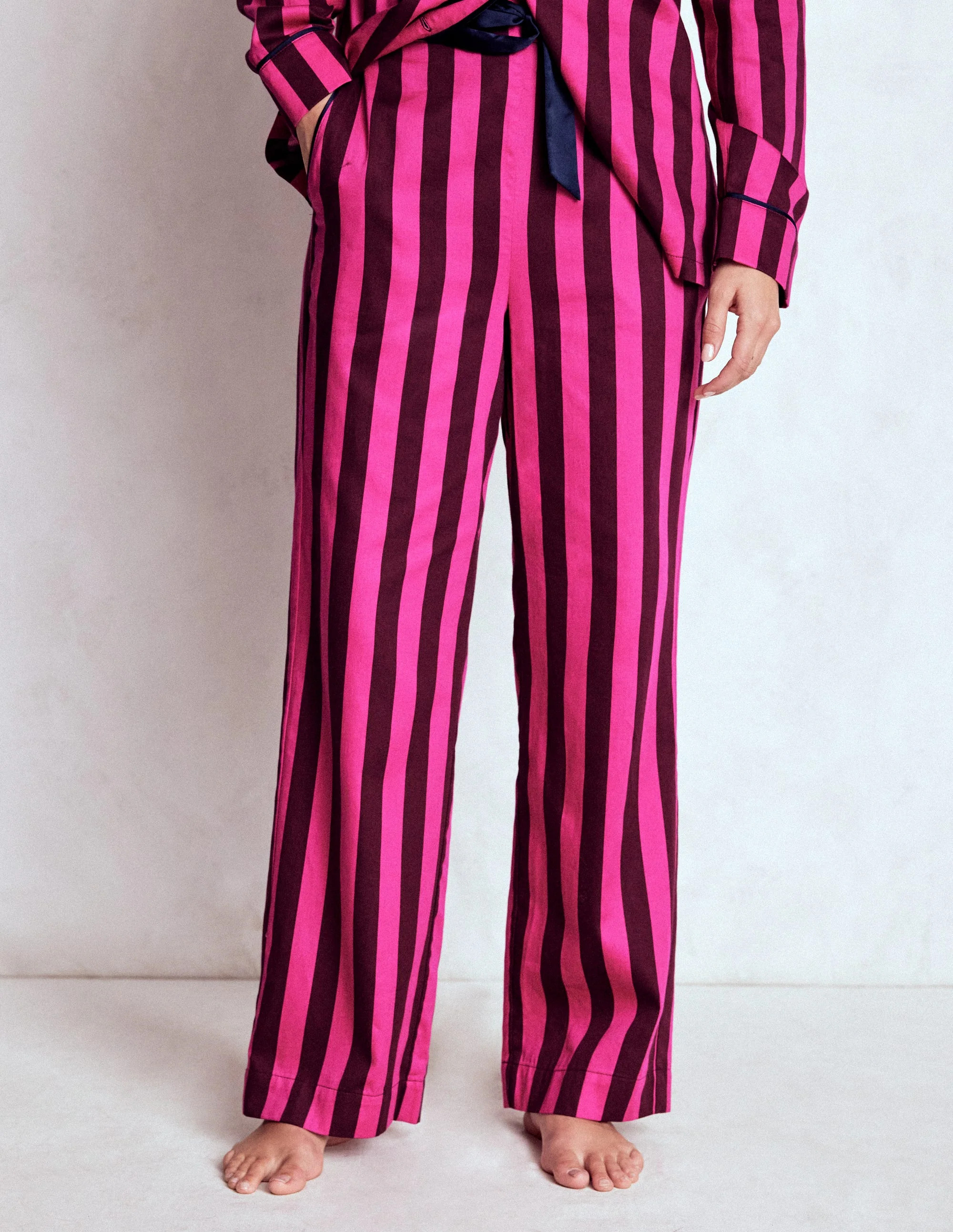 Cotton Pajama Pants-Pink Stripe | Boden (US)