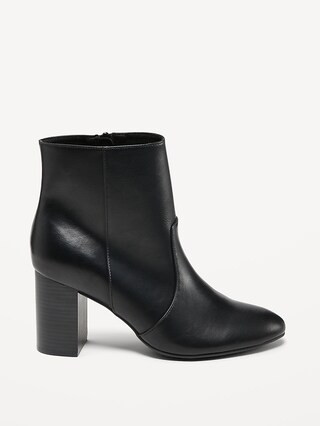 Faux Leather Block Heel Ankle Boots for Women | Old Navy (US)