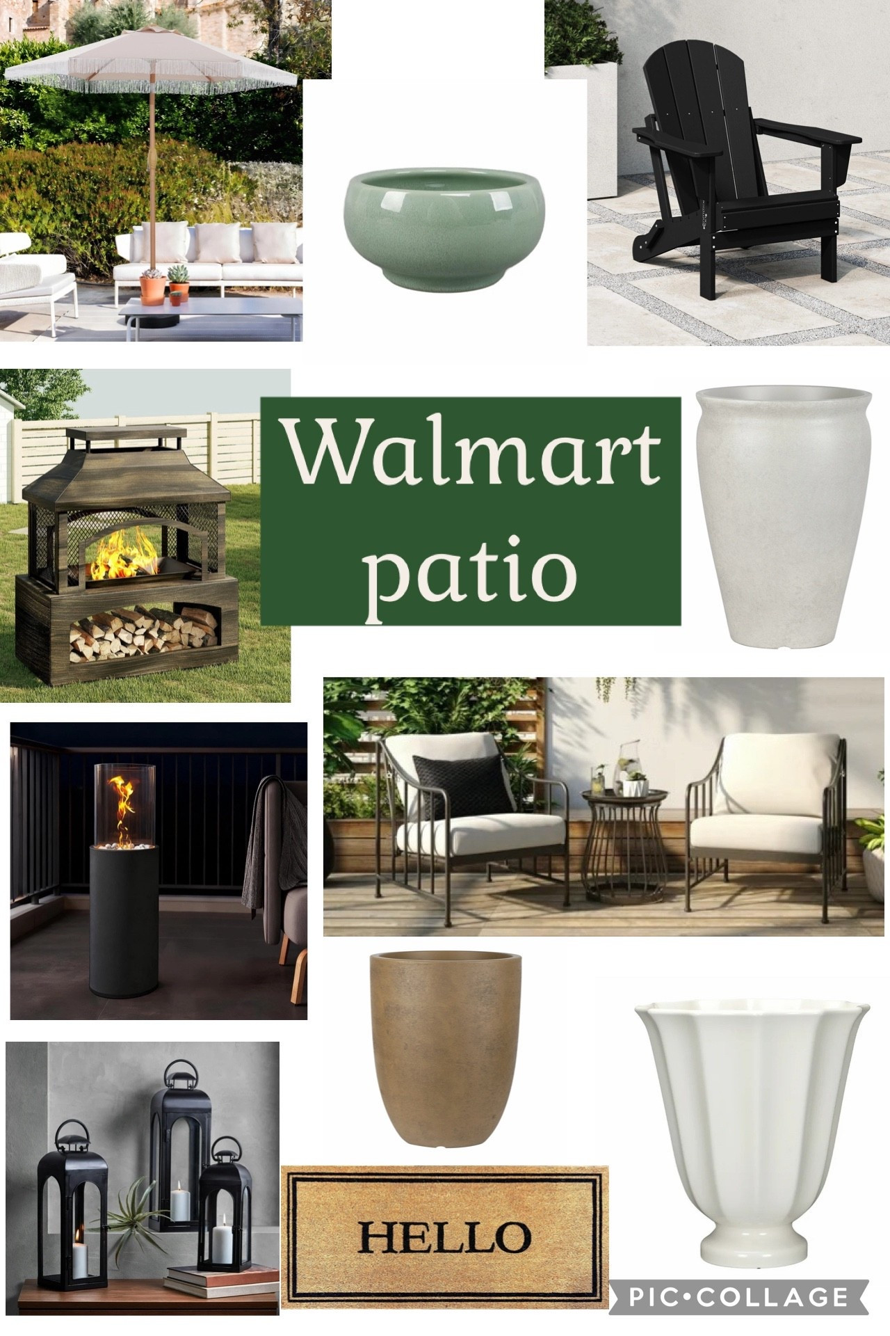 Walmart patio! 

Outdoor backyard patio set bistro fireplace planter flower pot summer umbrella Adirondack chair  

#LTKSaleAlert #LTKHome #LTKSeasonal
