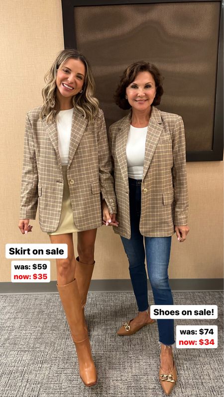 Plaid blazer paired with jeans or a skirt! Tornado’s loafers are on sale and my skirt is on sale! Everything runs tts 

#LTKfindsunder100 #LTKshoecrush #LTKfindsunder50