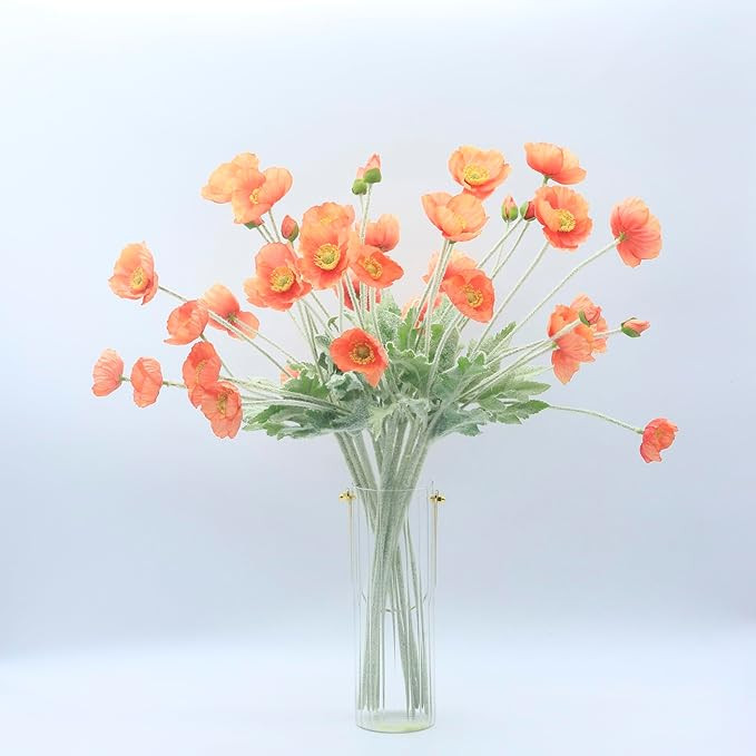 2 Pcs Artificial Fake Flowers Plants Poppies Silk Flower Arrangements Wedding Bouquets Decoration... | Amazon (US)