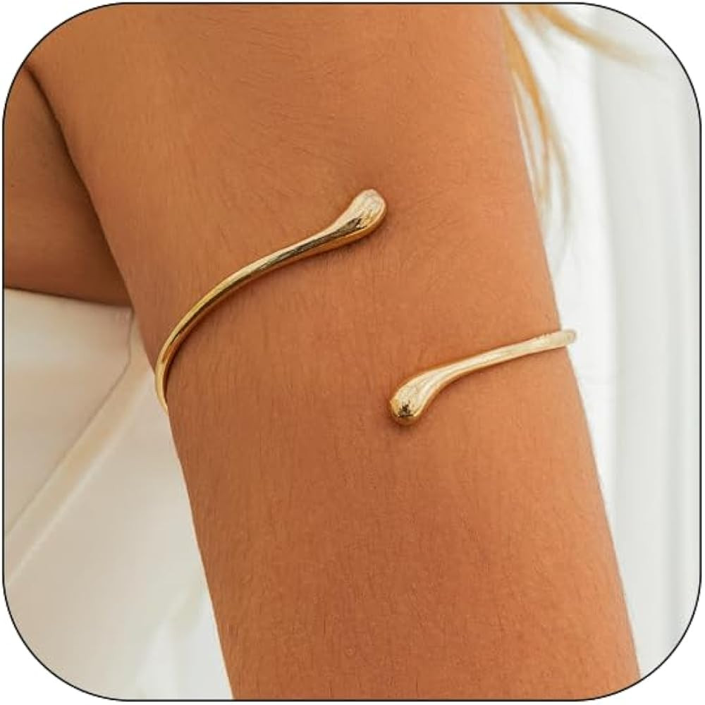 CJIAYUJEW Minimalist Arm Cuff for Women Gold Arm Cuff Upper Arm Layered Arm Bracelet Stackable Ar... | Amazon (US)
