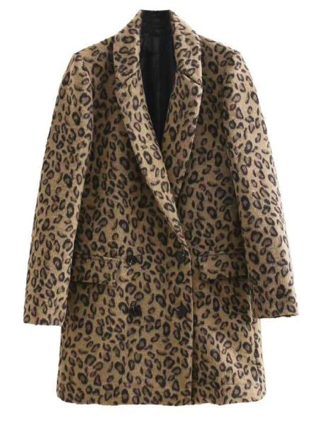 'Deliz' Leopard Lapels Double Breasted Coat | Goodnight Macaroon