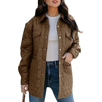 EVALESS Quilted Jackets for Women Lightweight Long Sleeve Button Down Puffer Jacket Warm Winter C... | Amazon (US)