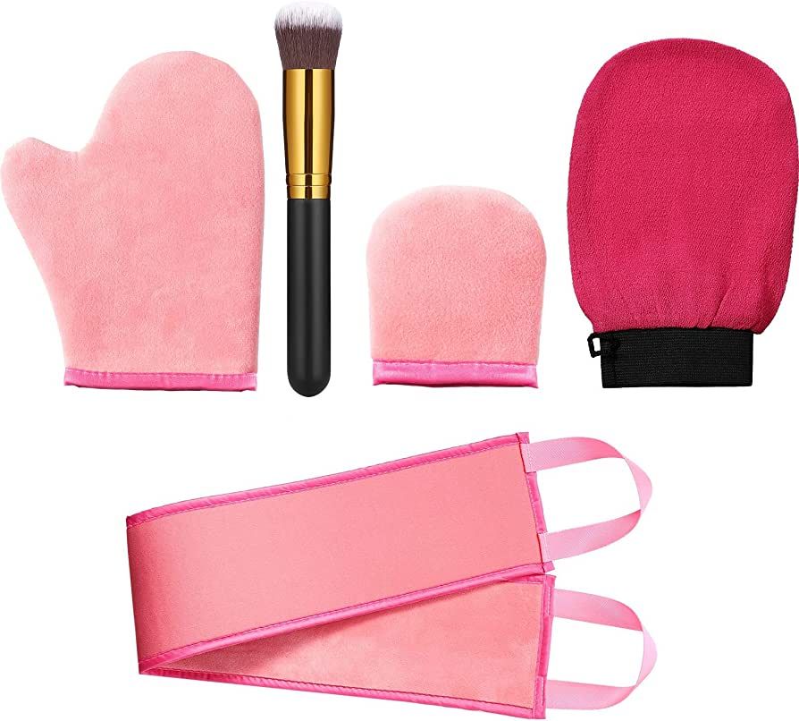 5 Pieces Self Tanning Mitt Applicator Kit, Includes Exfoliating Glove, Tanning Mitt, Mini Face Mi... | Amazon (US)