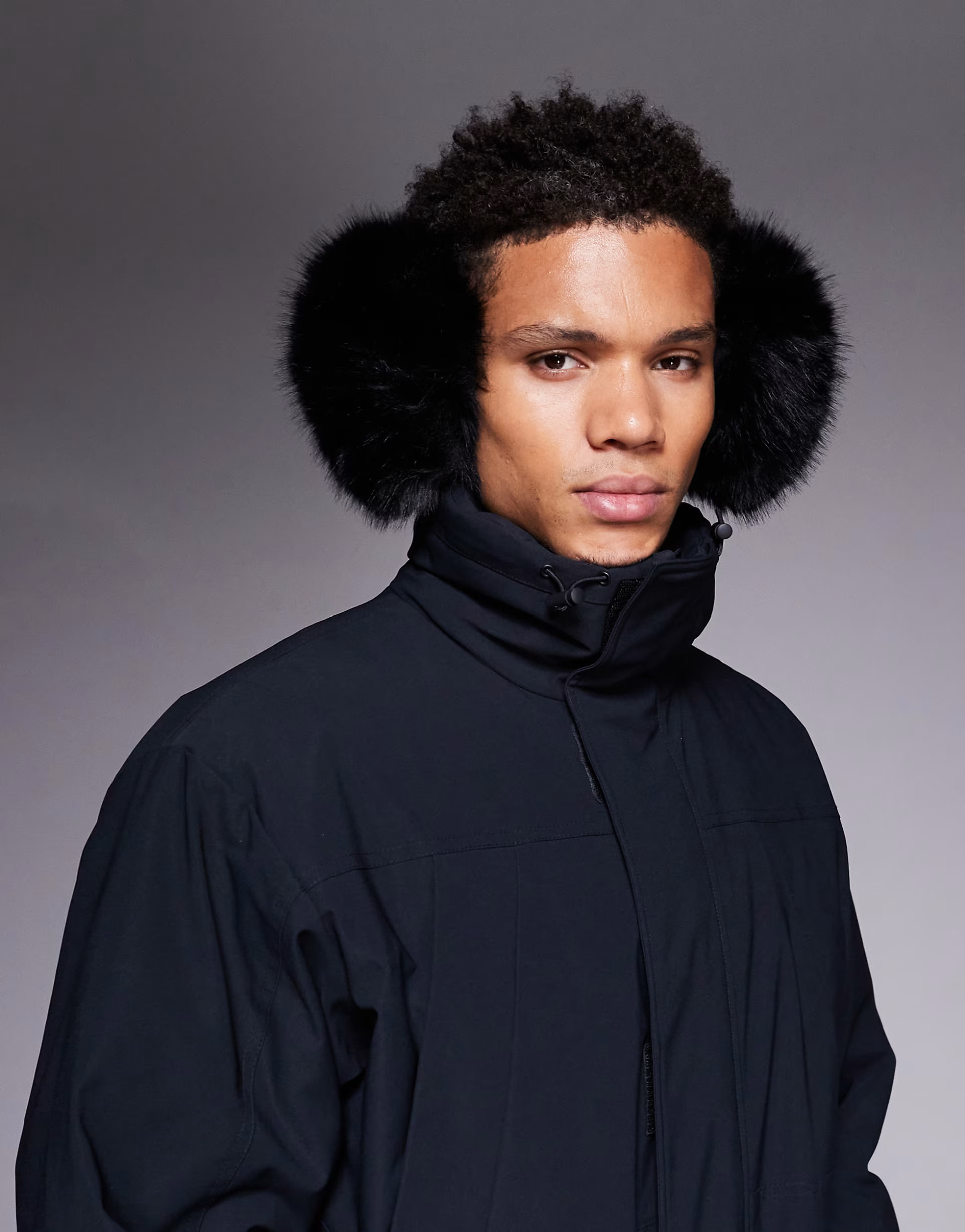 ASOS 4505 Ski faux fur ear muffs in black | ASOS (Global)