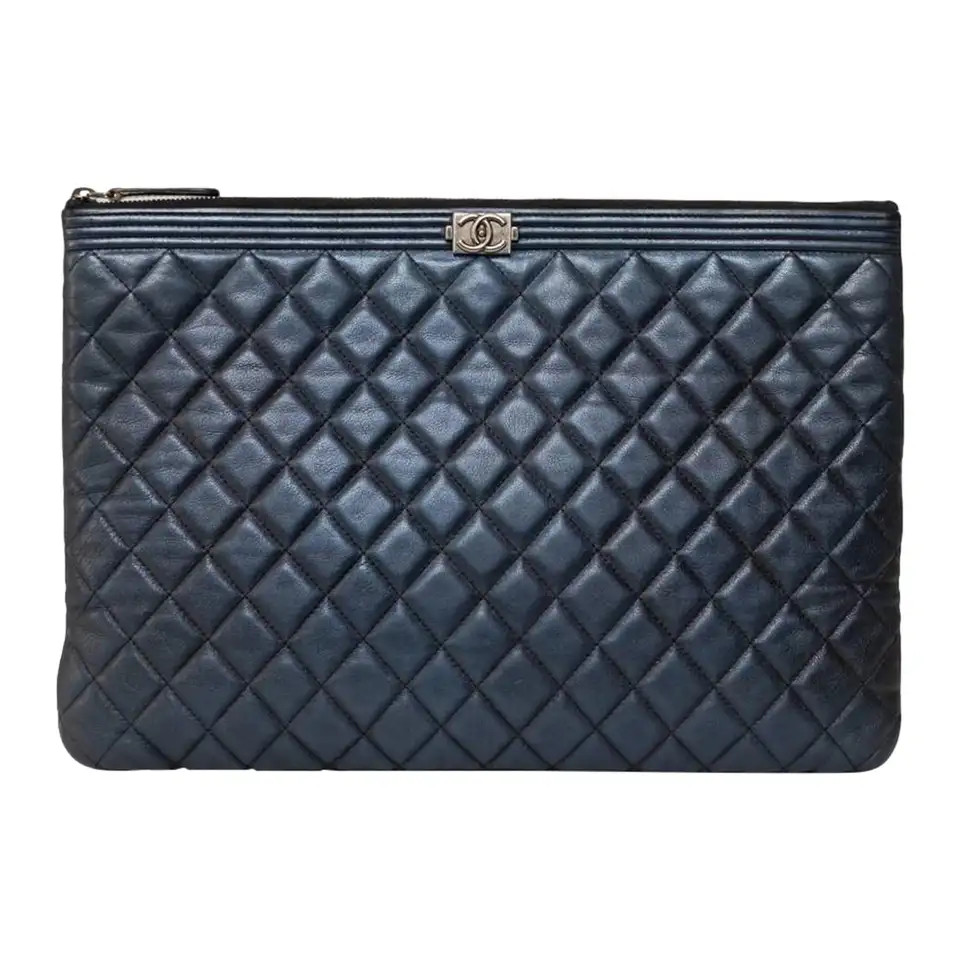 Borsa A Mano Chanel Clutch Boy Timeless Blu | 1stDibs