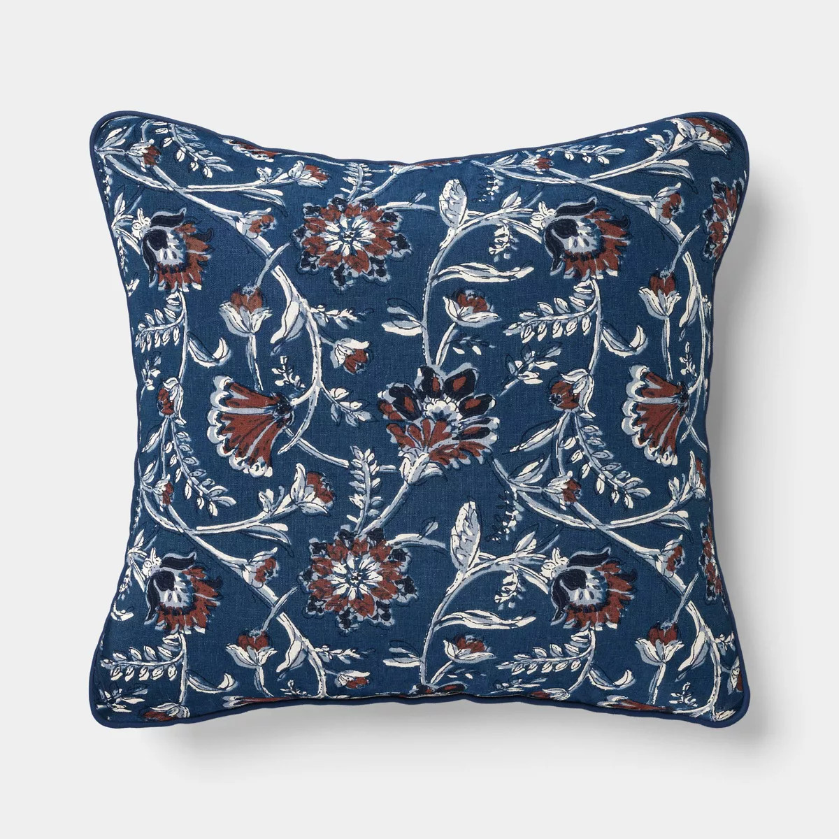 Square Patchwork Quilted Indoor Throw Pillow with Floral Reverse Neutral/Blue/Red - Threshold™ | Target
