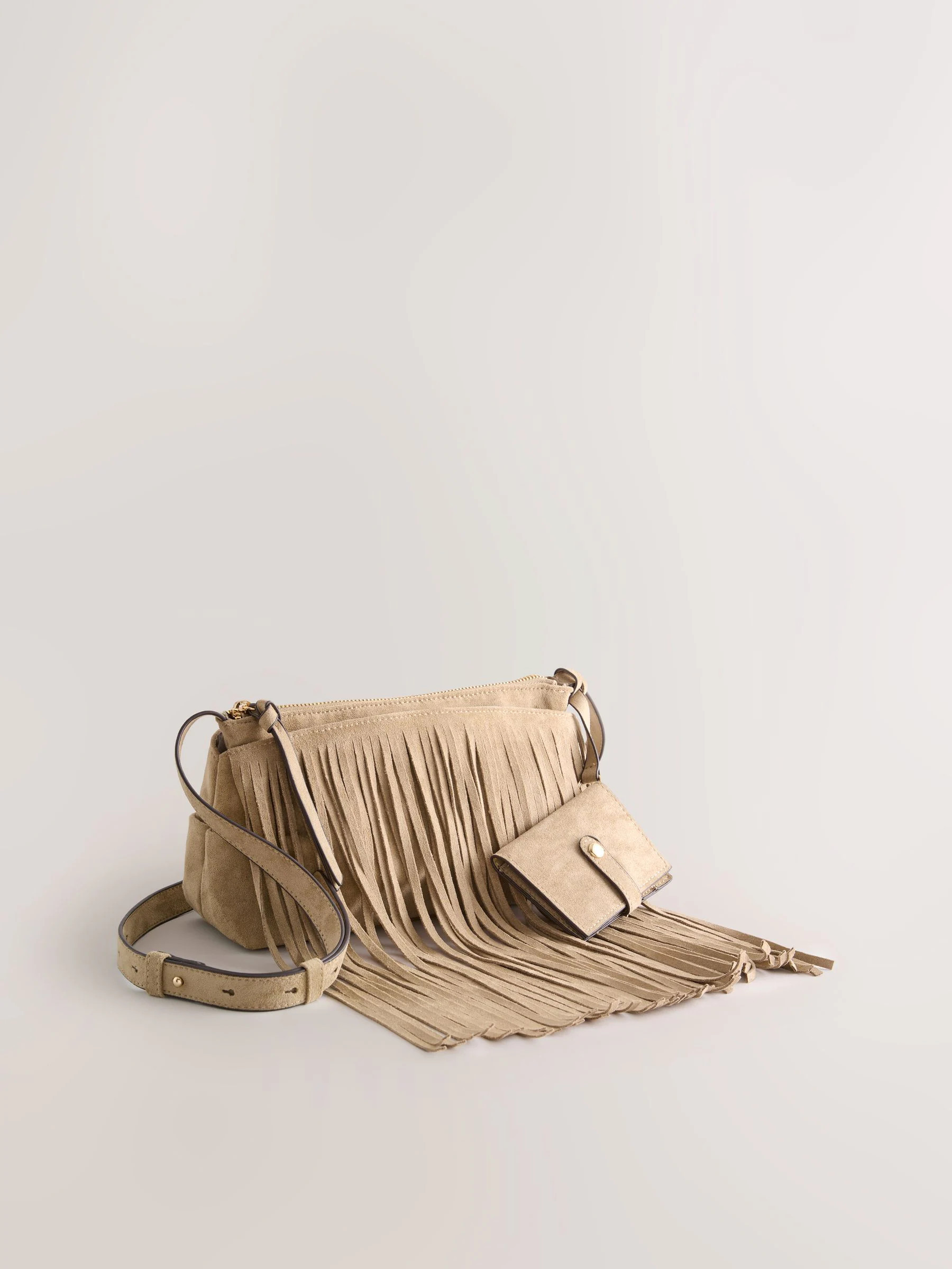 Next Stone Suedette Fringe Cross-Body Bag | Next US