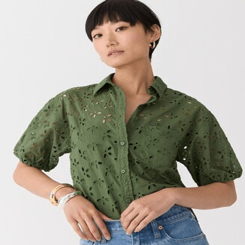 J.Crew Spring garden top- Button Down in eyelet SZ 4 | eBay US