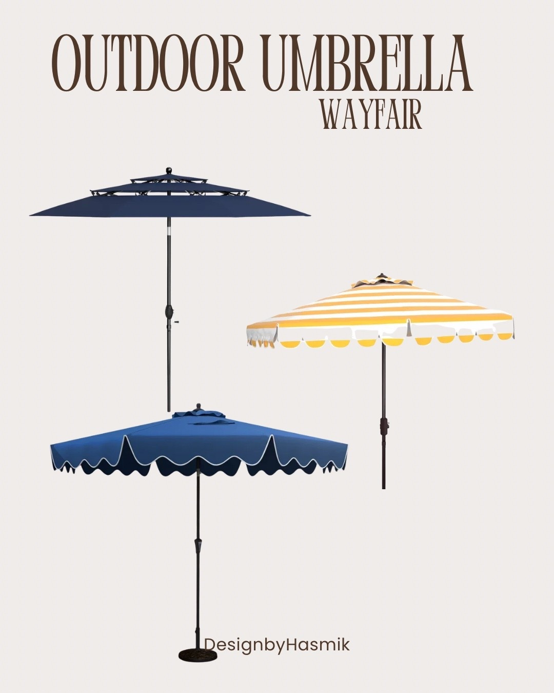 These outdoor umbrella ideas instantly make your patio look like a luxury resort ☀️ From striped patio umbrellas to bold navy outdoor decor, I’m obsessed with this backyard inspiration for summer. If you’re planning an outdoor living makeover or refreshing your patio furniture setup, these Wayfair finds are perfect for creating that coastal outdoor style.

#PatioDecor #OutdoorLiving #BackyardInspo #WayfairFinds #OutdoorStyle #PatioSeason #SummerDecor #CoastalStyle #BackyardGoals #OutdoorFurniture #LuxuryOutdoorLiving #PatioUmbrella #DesignByHasmik
@Wayfair

#LTKHome #LTKSaleAlert #LTKSeasonal