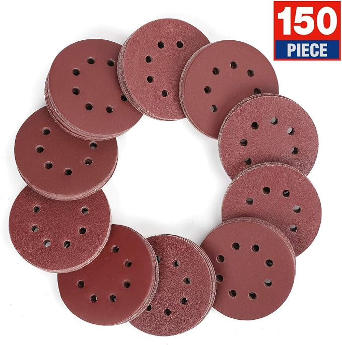 WORKPRO 150-piece Sandpaper Set - 5-Inch 8-Hole Sanding Discs 10 Grades Include 60, 80, 100, 120,... | Amazon (US)