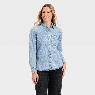 Women's Relaxed Denim Shirt - Universal Thread™ Light Wash | Target