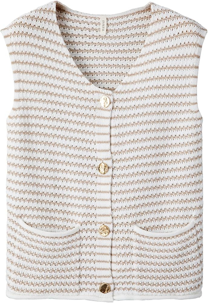 EVALESS Casual Cropped Crochet Cardigan Sweaters for Women Trendy Summer V Neck Sleeveless Sweate... | Amazon (US)
