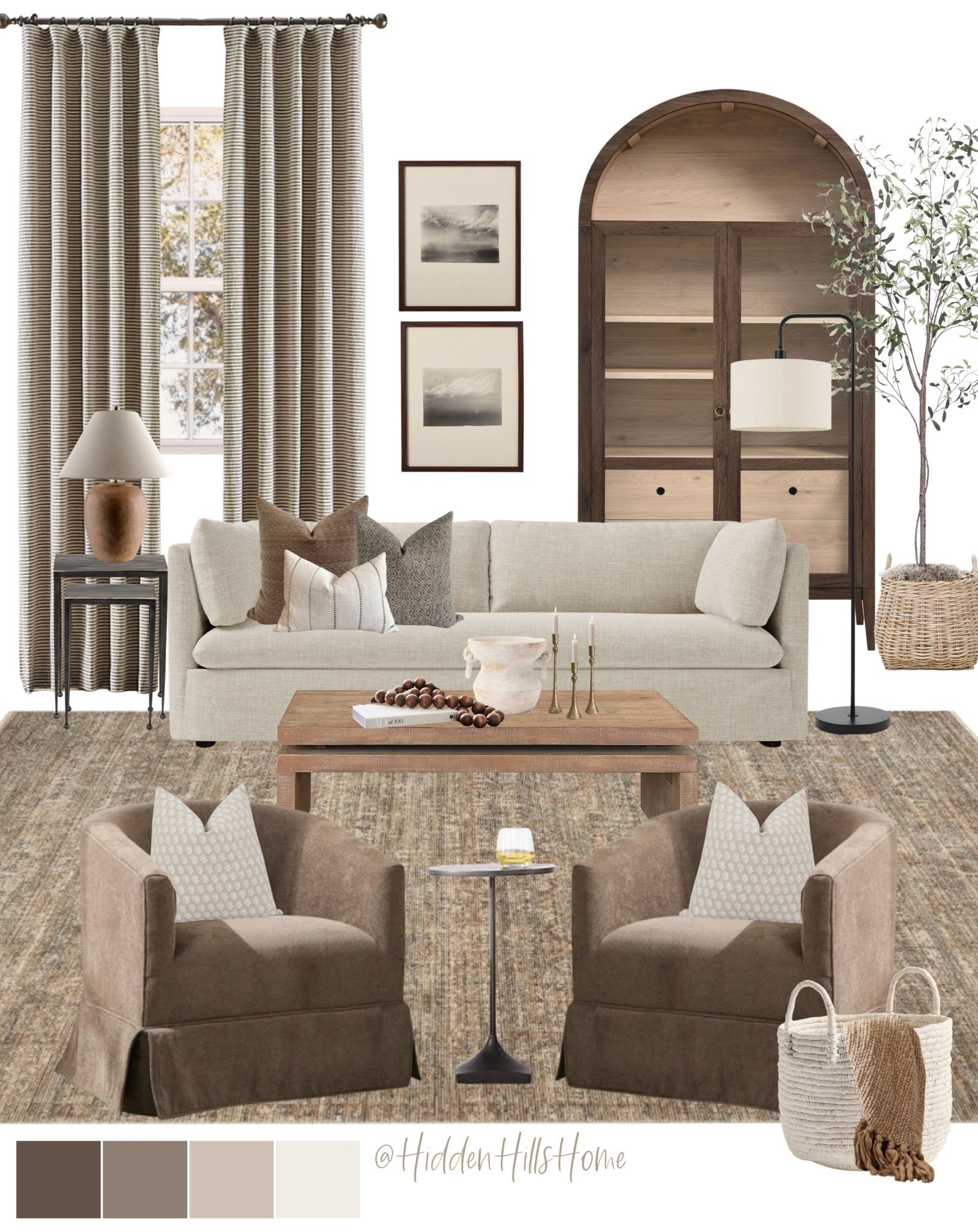 Cozy living room mood board, living room design, coffee table, rug, living room inspiration, sofa, accent chairs, living room curtains #home

#LTKHome #LTKSaleAlert #LTKSeasonal