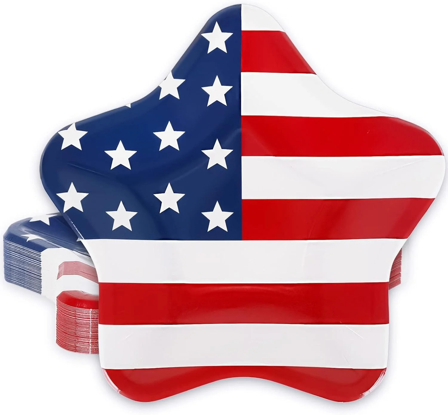 40Pcs Patriotic Paper Plates American Flag Star Shaped Disposable Plates 4th of July Star Decorat... | Walmart (US)