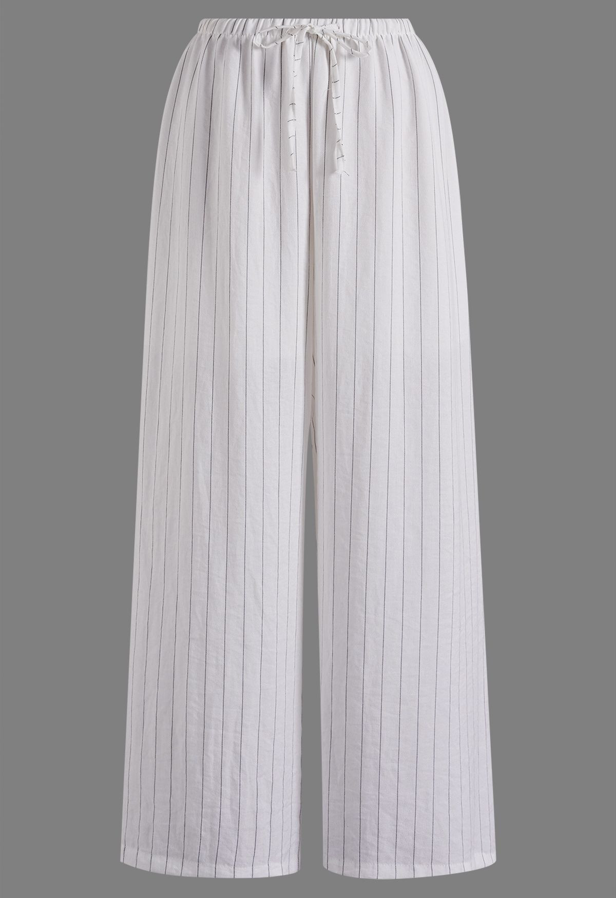 Pinstriped Drawstring Waist Palazzo Pants in White for Office Wear & Shopping Trips | Chicwish