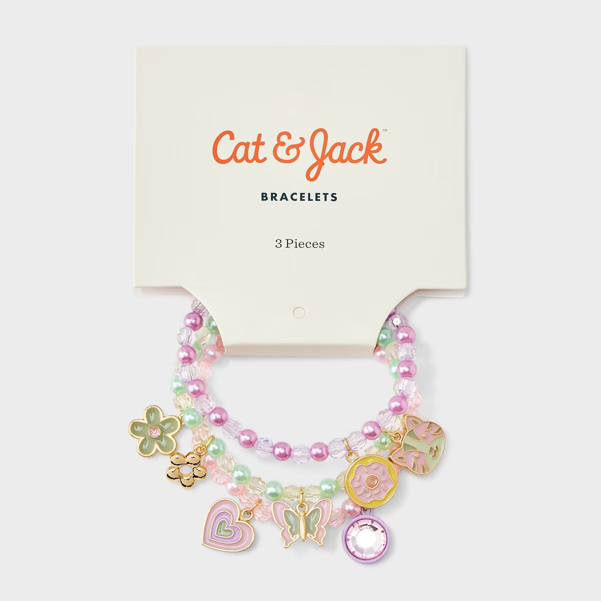 Girls' 3pk Charms Bracelet Set - Cat & Jack™️ Pink/Purple/Green | Target