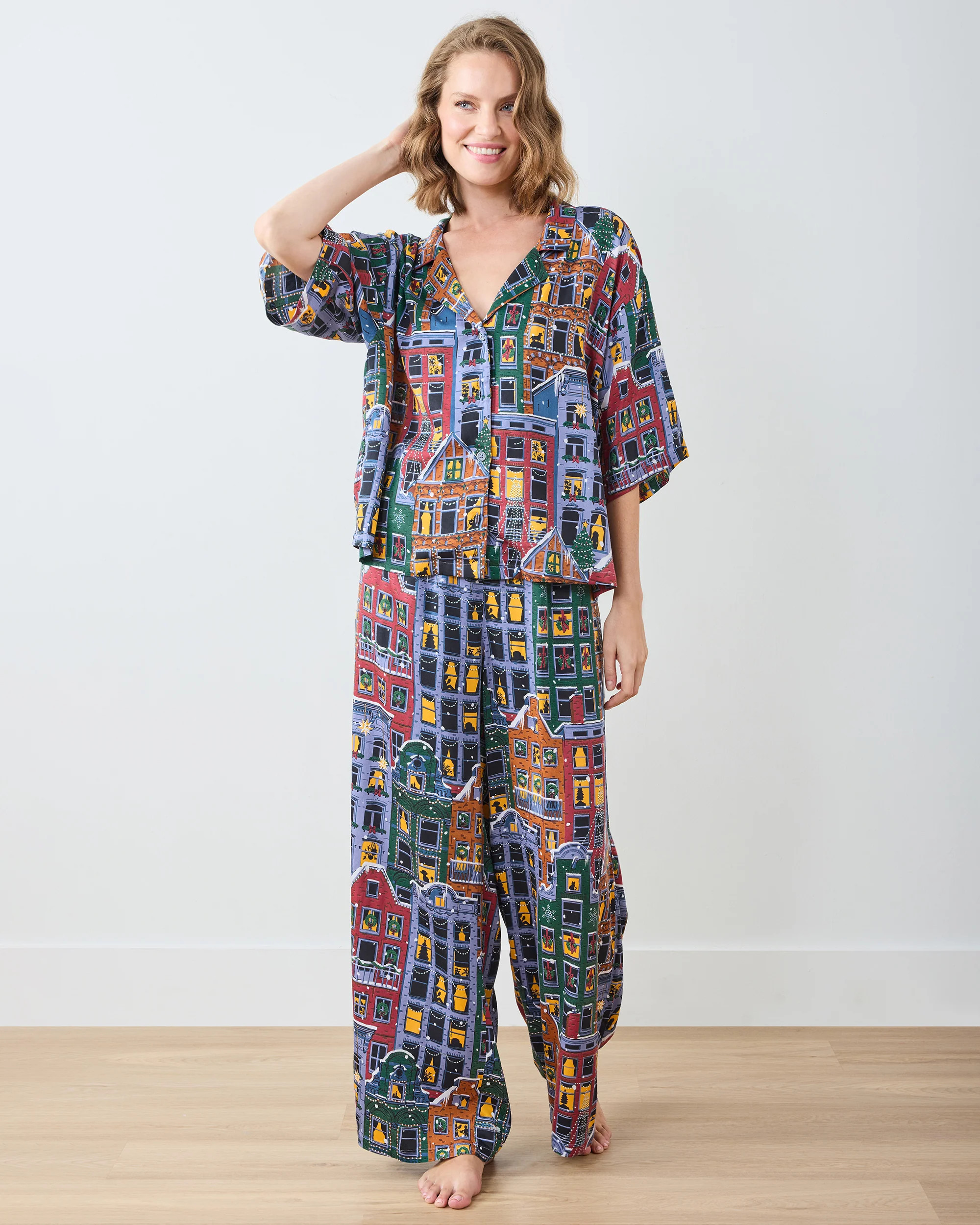 Manhattan Christmas - Eco Satin Wildest Dreams Set - Cozy Brownstone | Printfresh