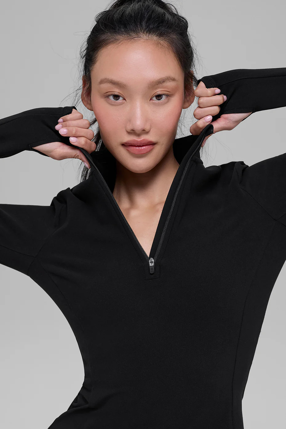 Alosoft 1/2 Zip Rapid Pullover Top in Black, Size: 2XS | Alo Yoga