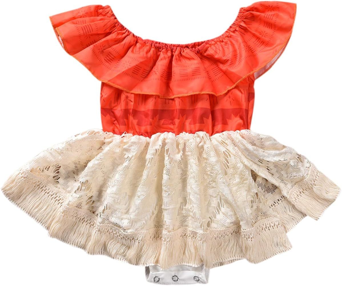 Sejardin Baby Girl Moana Fancy Dress Romper Sister Matching Ruffle Lace Outfits Costume | Amazon (US)