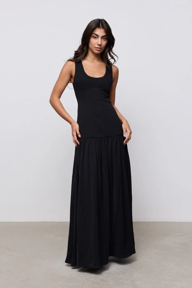 Cotton Mix Dropped Waist Maxi Dress | Odd Muse