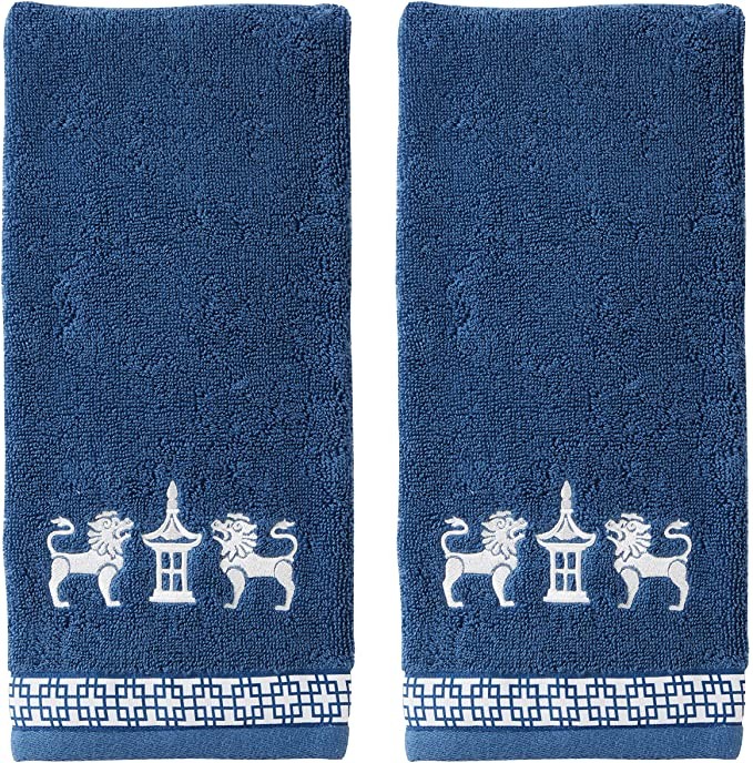 SKL HOME by Saturday Knight Ltd. Vern Yip Chinoiserie Hand Towel Set, Navy 2 Piece | Amazon (US)