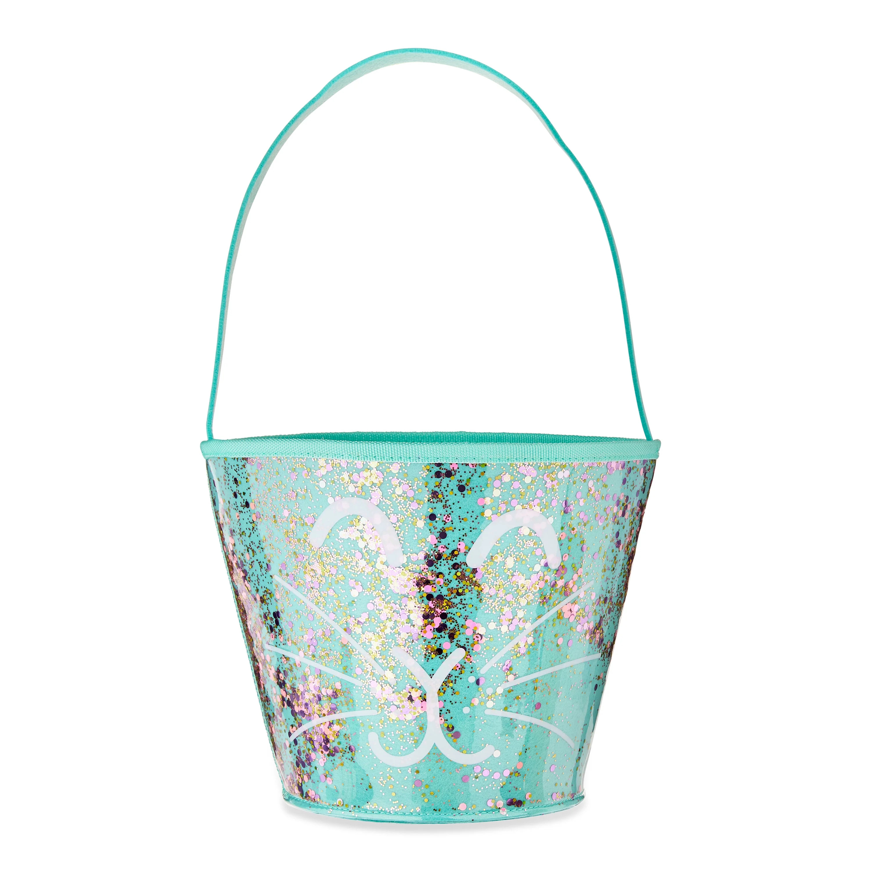 Packed Party 'Hoppy Easter' Mint Blue Confetti Bunny Easter Basket, Soft Felt with Handle | Walmart (US)