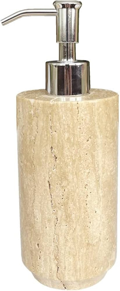 StonePlus Natural Beige Travertine Refillable Bathroom Liquid Dispenser, Lotions Soap Container (... | Amazon (US)
