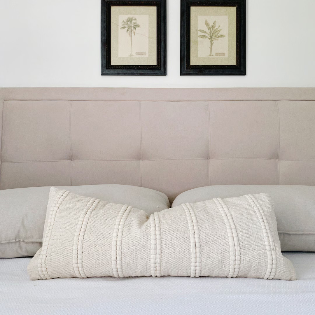 Long Lumbar Pillow 12x36, Neutral Throw Pillow Cover 12x45, Boho Pillow, Farmhouse Pillow, Handwo... | Etsy (US)