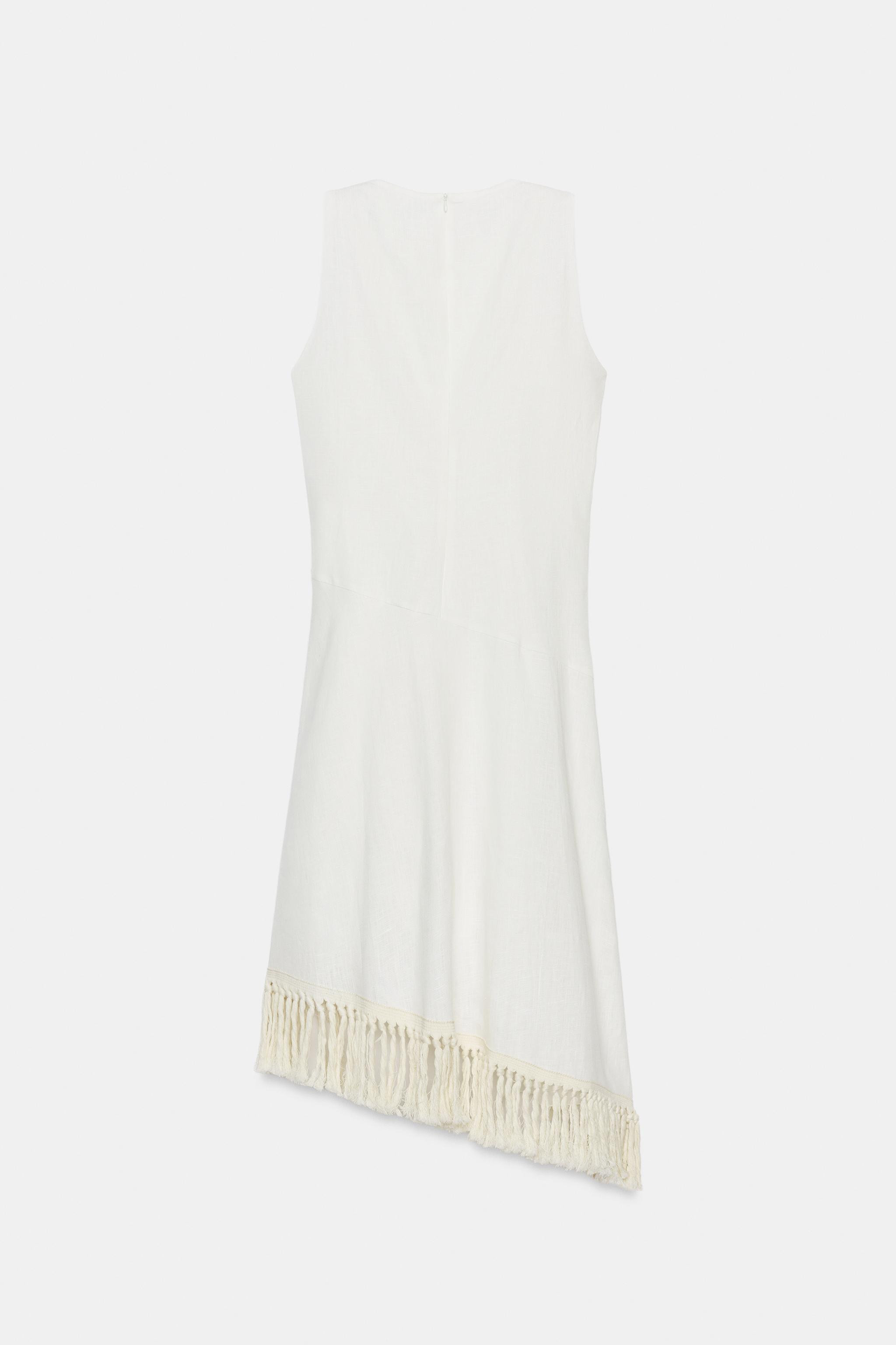 ZW COLLECTION 100% LINEN FRINGED DRESS | Zara US