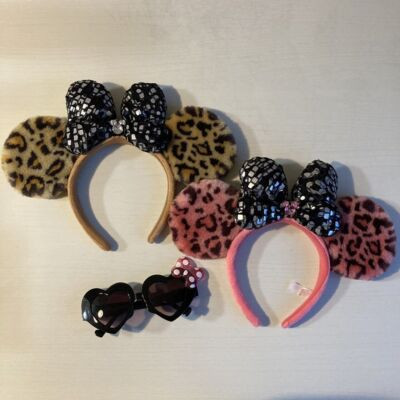 Tokyo Disney Resort Headband Ear Minnie Leopard Print Brown & Pink Set Japan TDL  | eBay | eBay US