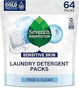 Seventh Generation Laundry Detergent Packs, Free & Clear, Made for Sensitive Skin, EPA Safer Choi... | Amazon (US)
