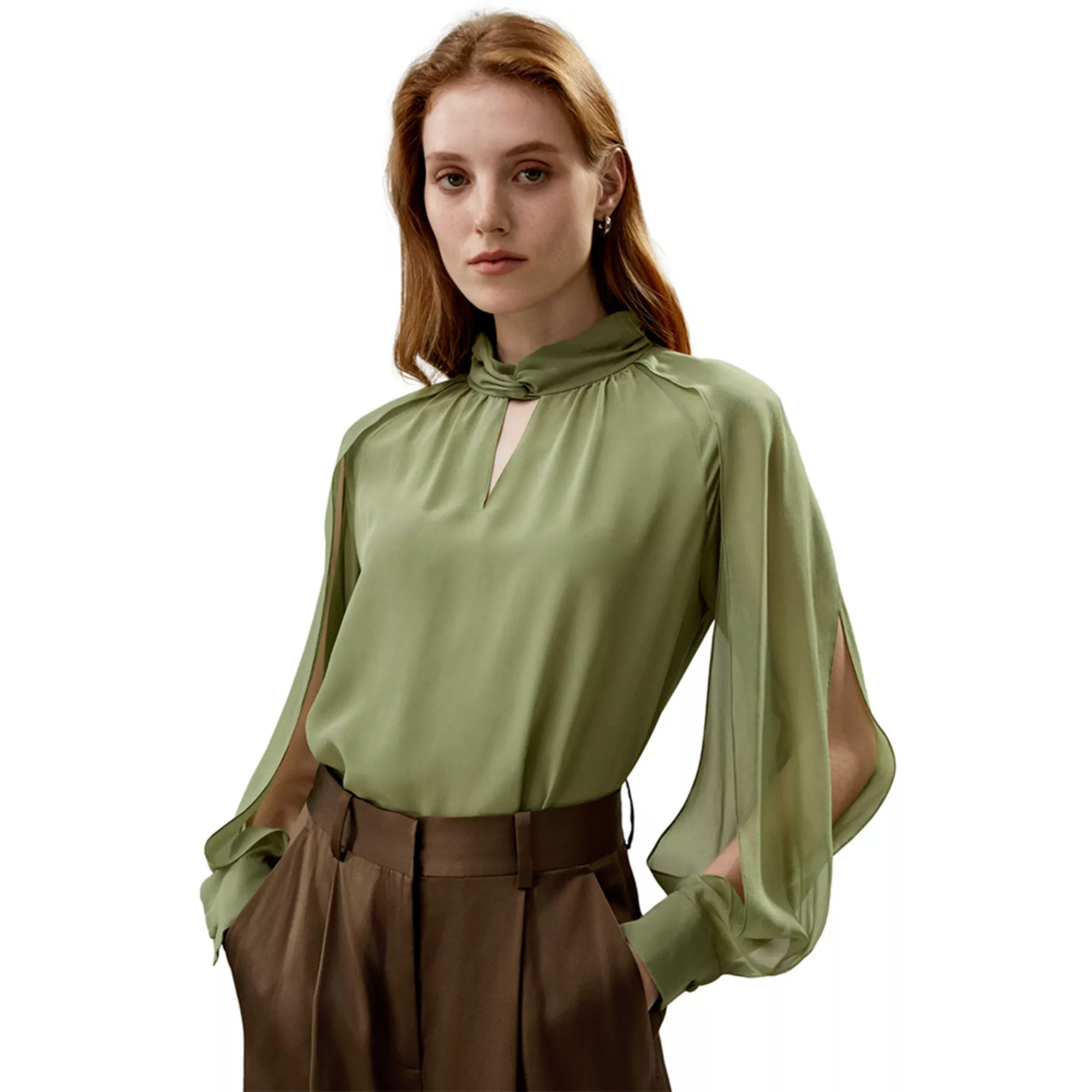 Lilysilk Side Slit Lantern Sleeve Silk Blouse For Women | Kohl's