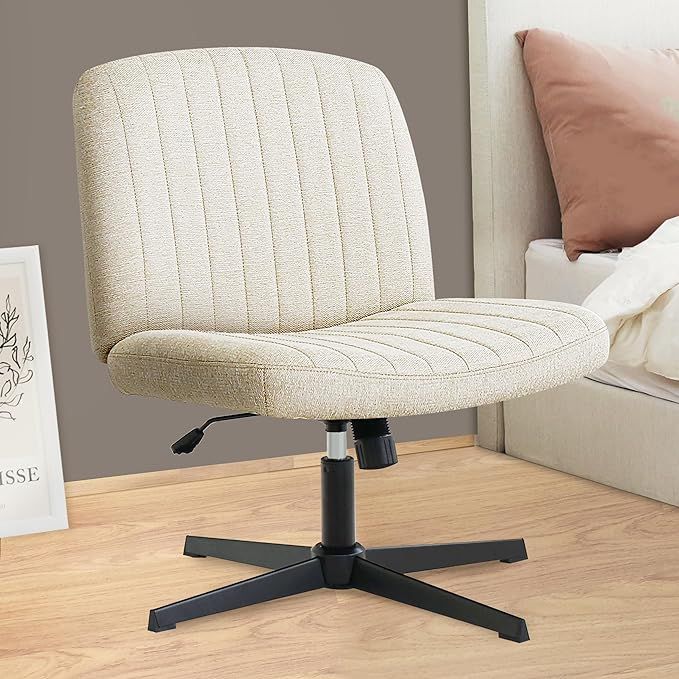 Orange Factory Cross Legged Office Desk Chair No Wheels Fabric Padded Modern Swivel Height Adjust... | Amazon (US)