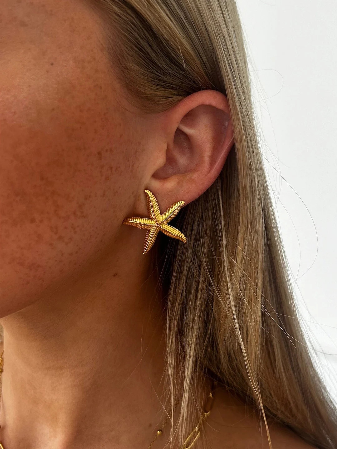 Coral Earrings Gold Stainless Steel Statement Earrings. Hypoallergenic Holiday Jewellery, Waterpr... | Etsy (US)