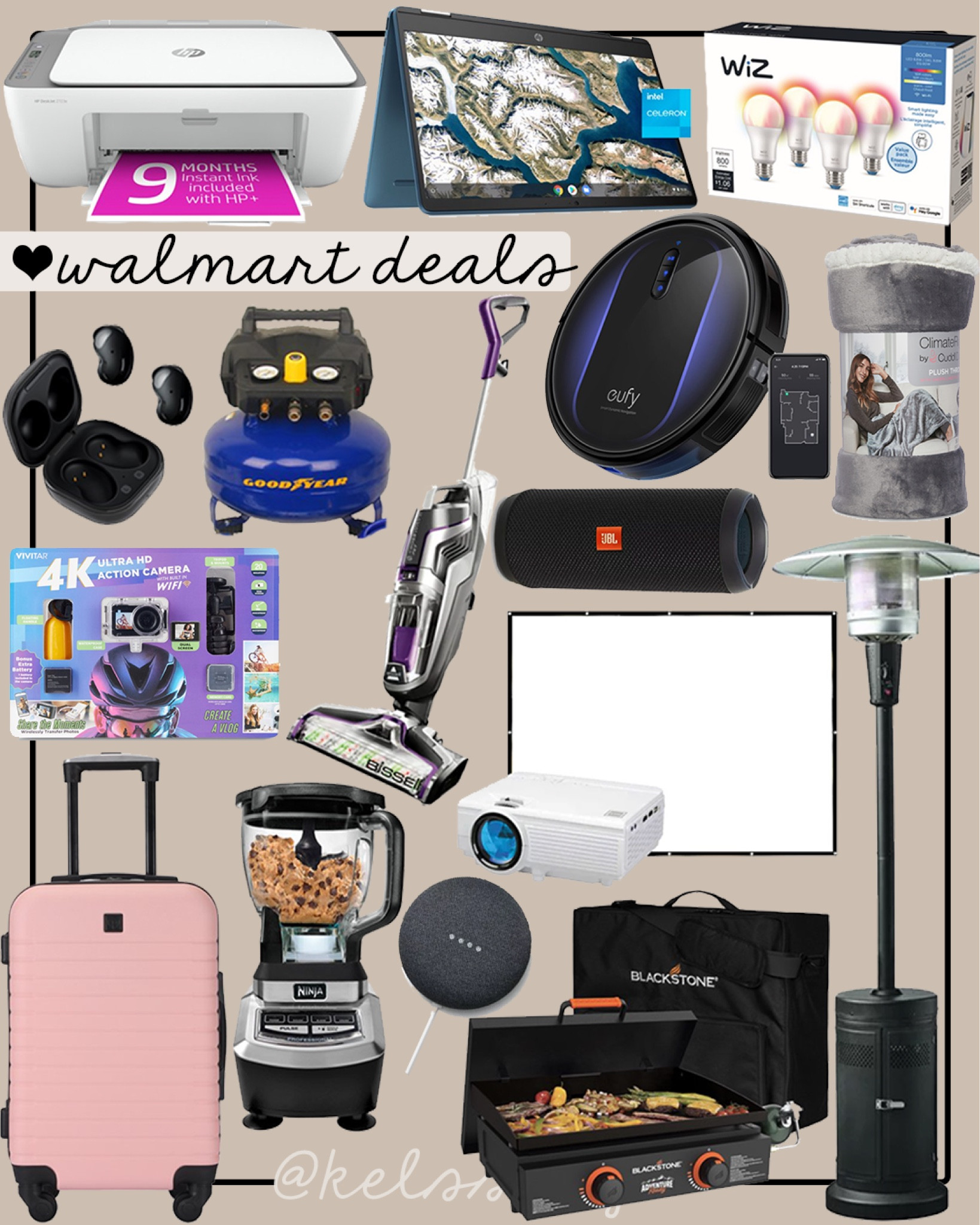 Walmart deals for days! These Black Friday prices are insane 🙌🏼 #walmartpartner So many great deal on gifts for people on your list OR take advantage on something you’ve always wanted! 😉 
@walmart #blackfriday #dealsfordays 
Smart lightbulbs, eufy robot vacuum, air compressor, jbl speaker, heat lamp, suitcase, ninja blender, Blackstone 

#LTKsalealert #LTKHoliday #LTKCyberweek