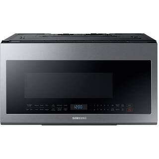 Samsung 30 in. W 2.1 cu. ft. Over the Range Microwave in Fingerprint Resistant Stainless Steel wi... | The Home Depot