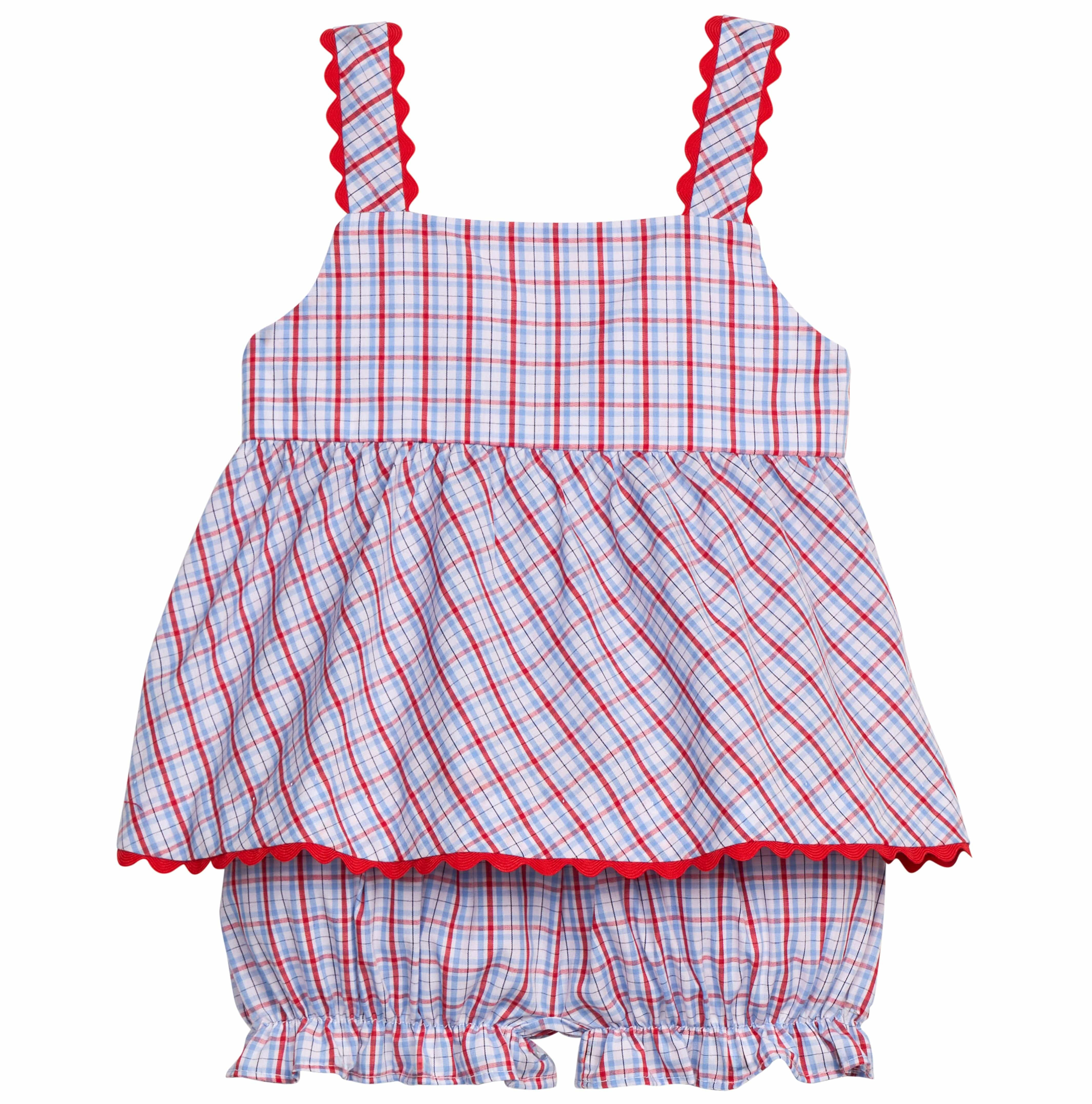 Patriotic Plaid Evie Bloomer Set - Baby Girl 2-Piece Outfit | Little English