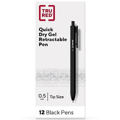 TRU RED - TRU RED™ Retractable Quick Dry Gel Pens, Fine Point, 0.5mm, Black, Dozen (TR54489) | Best Buy U.S.